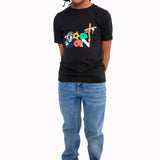 Kids Abstract God Can Tee - Black